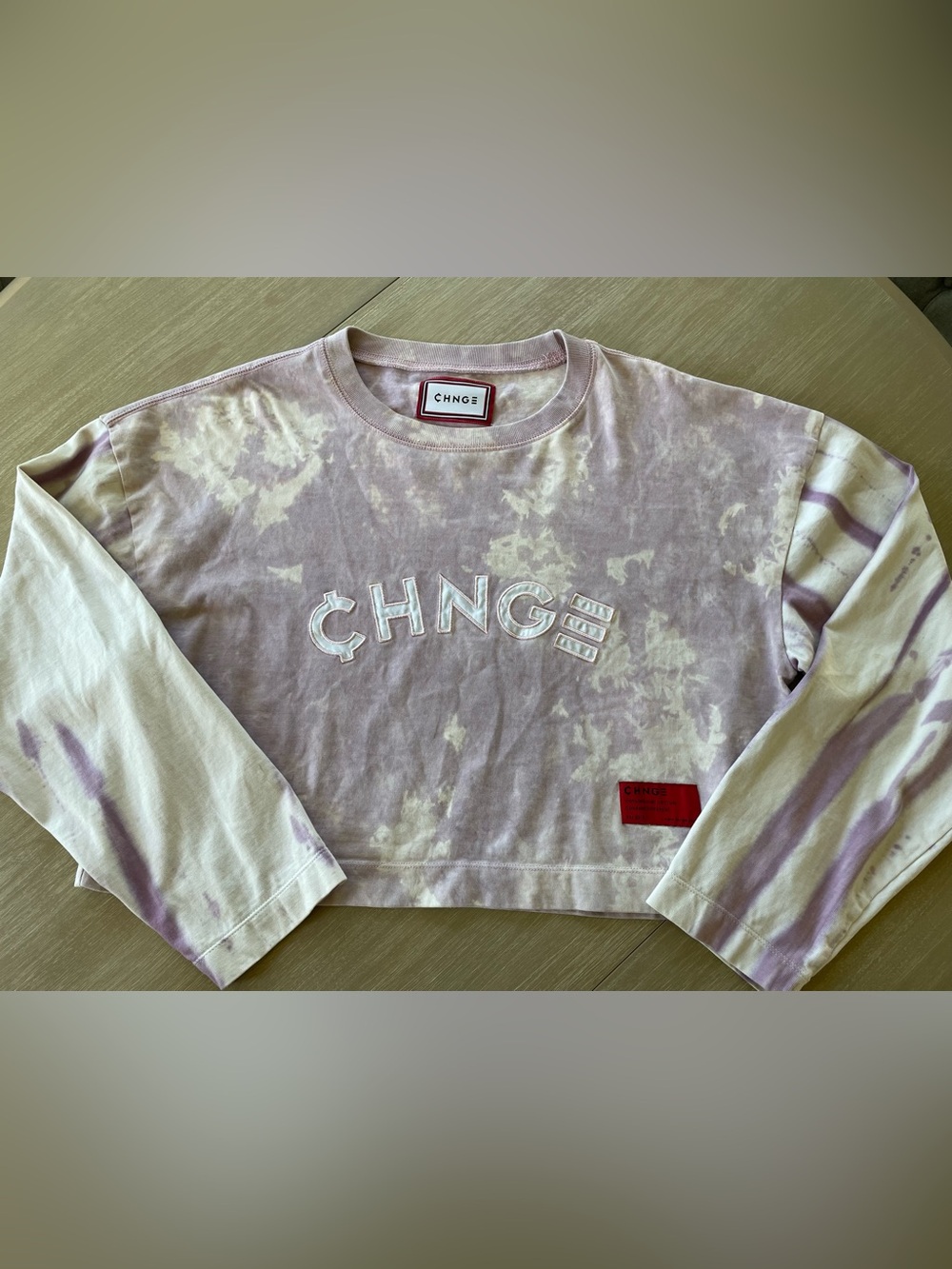 CHNGE Logo Tee in Light Lavender & Red Logo Streetwear Organic Cotton